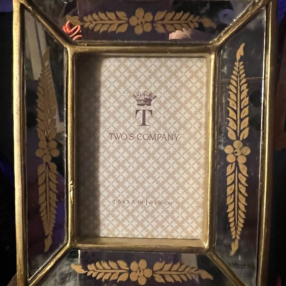 Two's Company Elegant Gold and Clear Frame